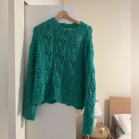 Zara Green Pom Pom Sweater - Picture 2 of 11